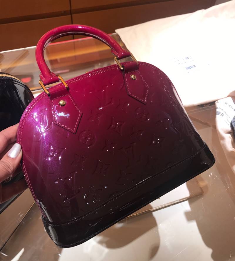 louis vuitton purple patent purse