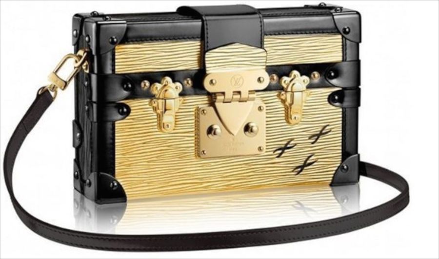 Louis Vuitton Petite Malle Epi Bag in Black and Metallic Gold Trim