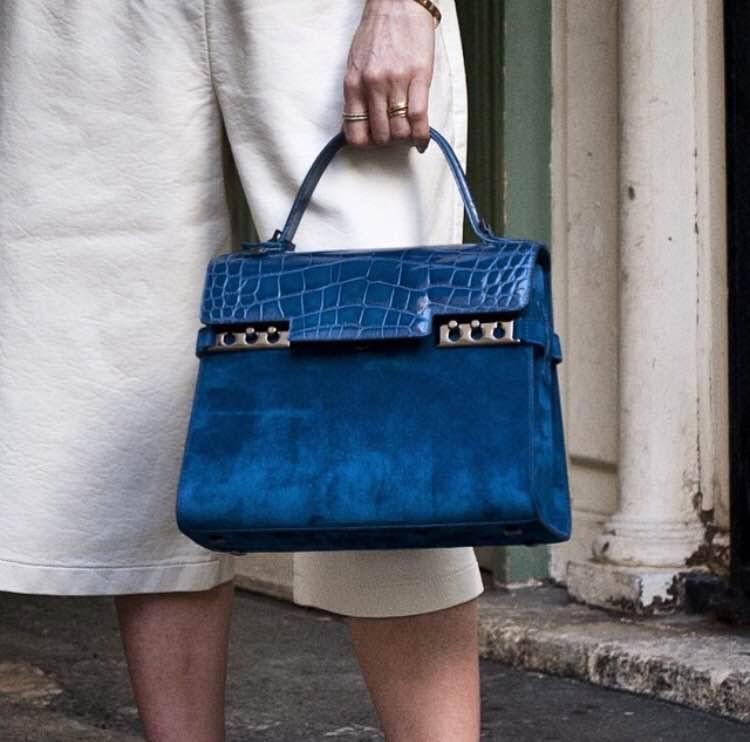 Delvaux 'le Tempête Mm' Crocodile Leather Bag in Blue