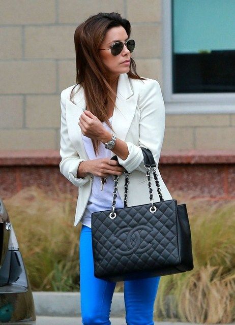 Ashley Tisdale Chanel Chain Around Large Shoulder Bag (by