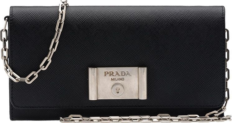 WOC Wonder: Prada Saffiano Lock Leather Wallet on Chain - PurseBop