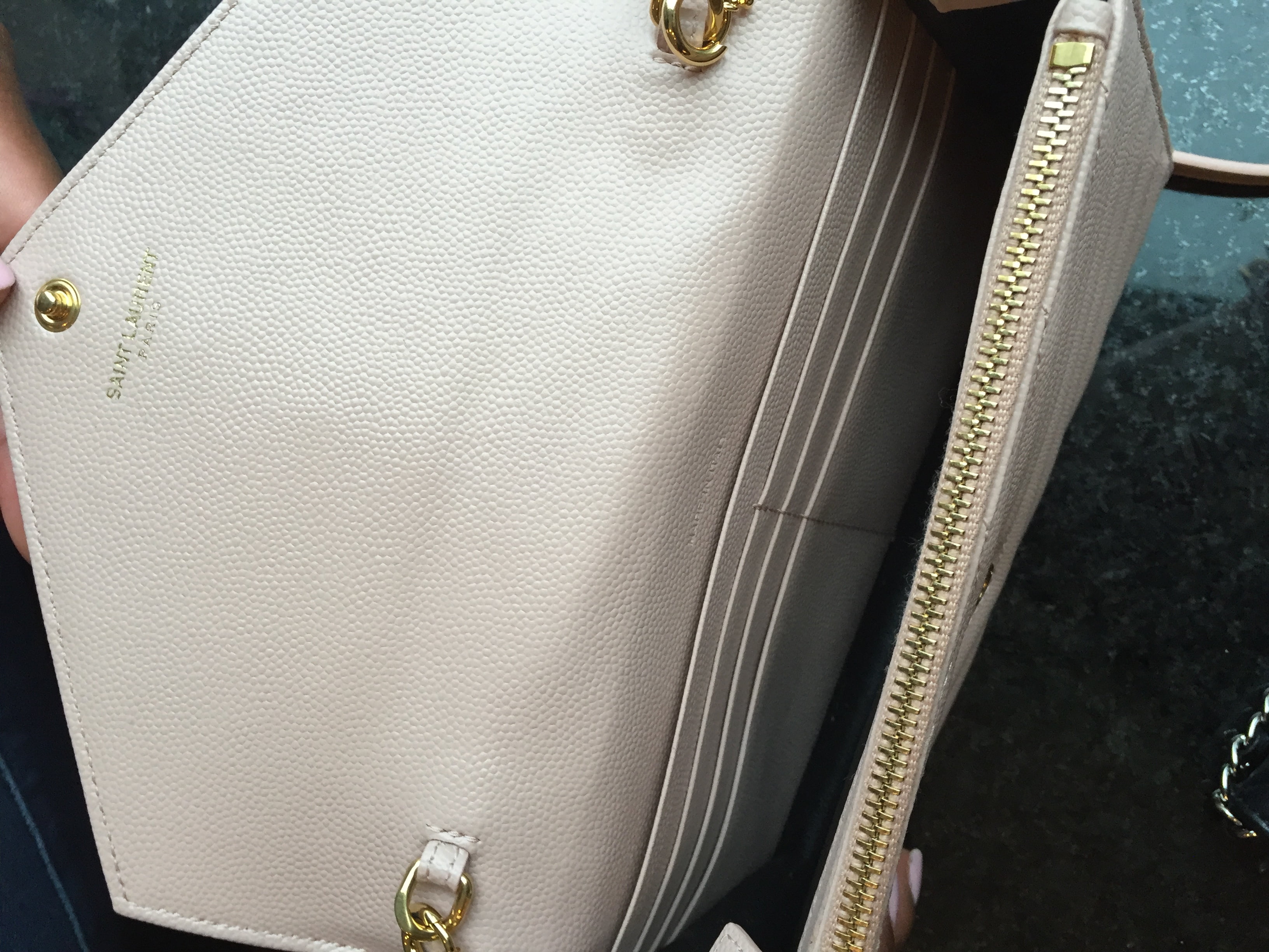 YSL WOC/Saint Laurent wallet on chain reveal, what fits inside and  comparison to LV and Gucci bags 