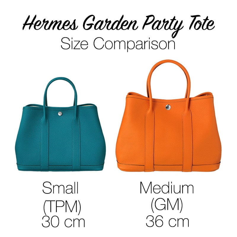 hermes garden party size comparison