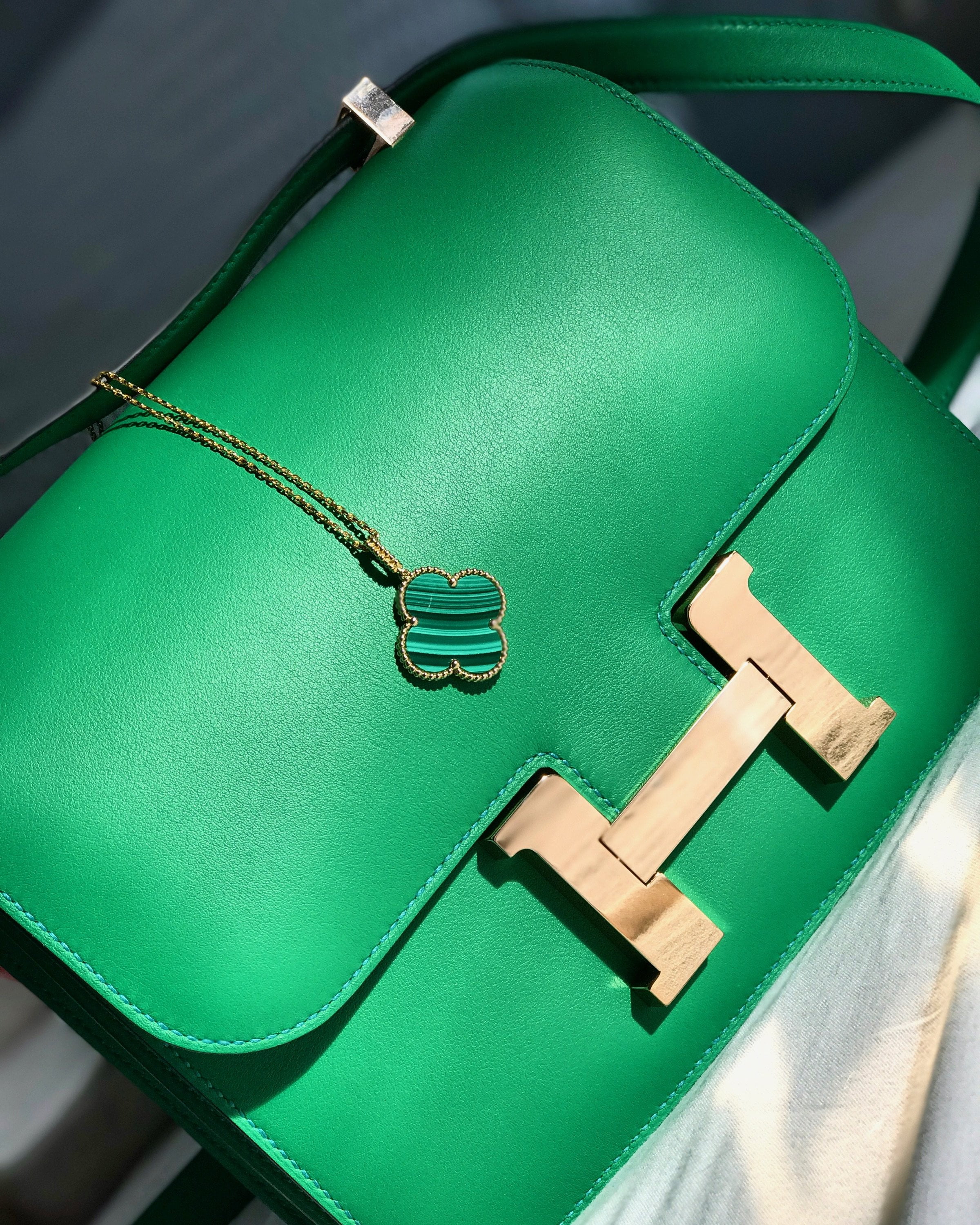 Hermes Apple Green Epsom Leather and Blue Orage Clemence Leather Petit H  Reversible Elephant Bag Charm - Yoogi's Closet