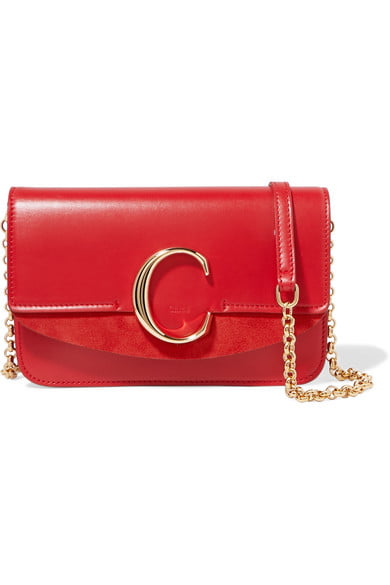Chloe C Clutch with Chain- Plaid Red