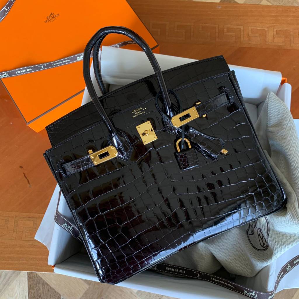 Hermes Dream Bag Unboxing  Mini Kelly 2 Shiny Crocodile in Black and Gold  Hardware 