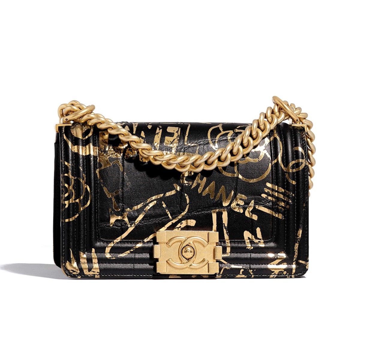CHANEL, GOLD METALLIC LIMITED EDITION SMALL BOY BAG IN LAMBSKIN WITH CC  CUT-OUT DETAILING AND GOLD TONE HARDWARE, 2015, Handbags and Accessories, 2020