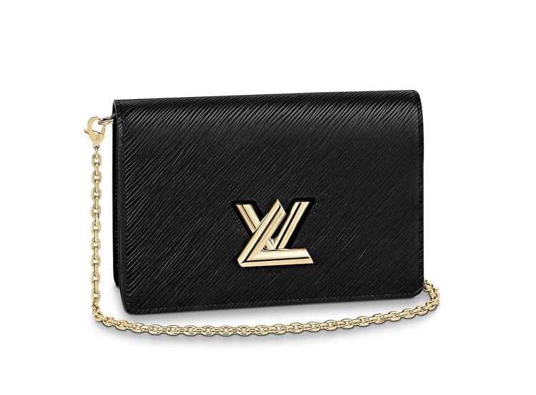 A Louis Vuitton pochette twist leather Patchwork bag. Made in