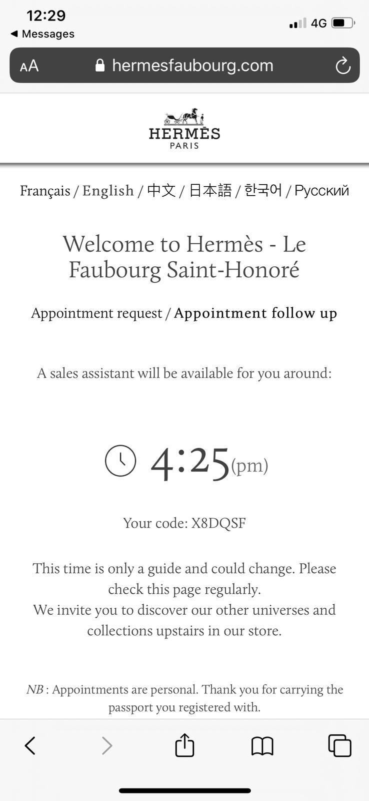 The Hermès Appointment System in Paris 