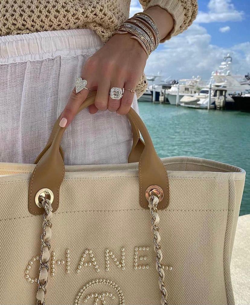 My Other Bag is Chanel Pack of 2 Beige as Shopping Bag or Beach