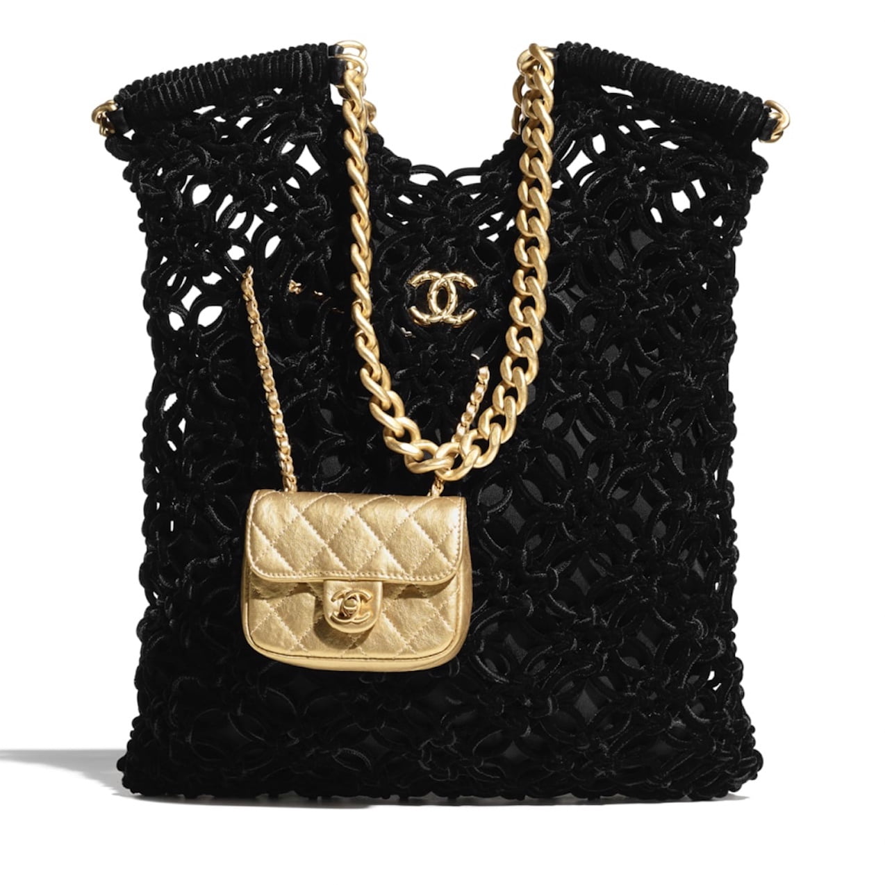 Chanel Small Drawstring Backpack Multicolored Tweed Antique Gold Hardware