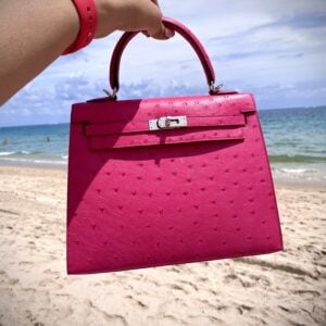 hermes rose tyrein ostrich kelly 25