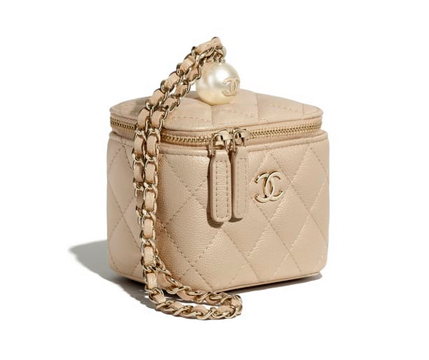 NEW Chanel Mini Vanity Gray Lambskin Pearl Crush Gold Chain Crossbody   eBay
