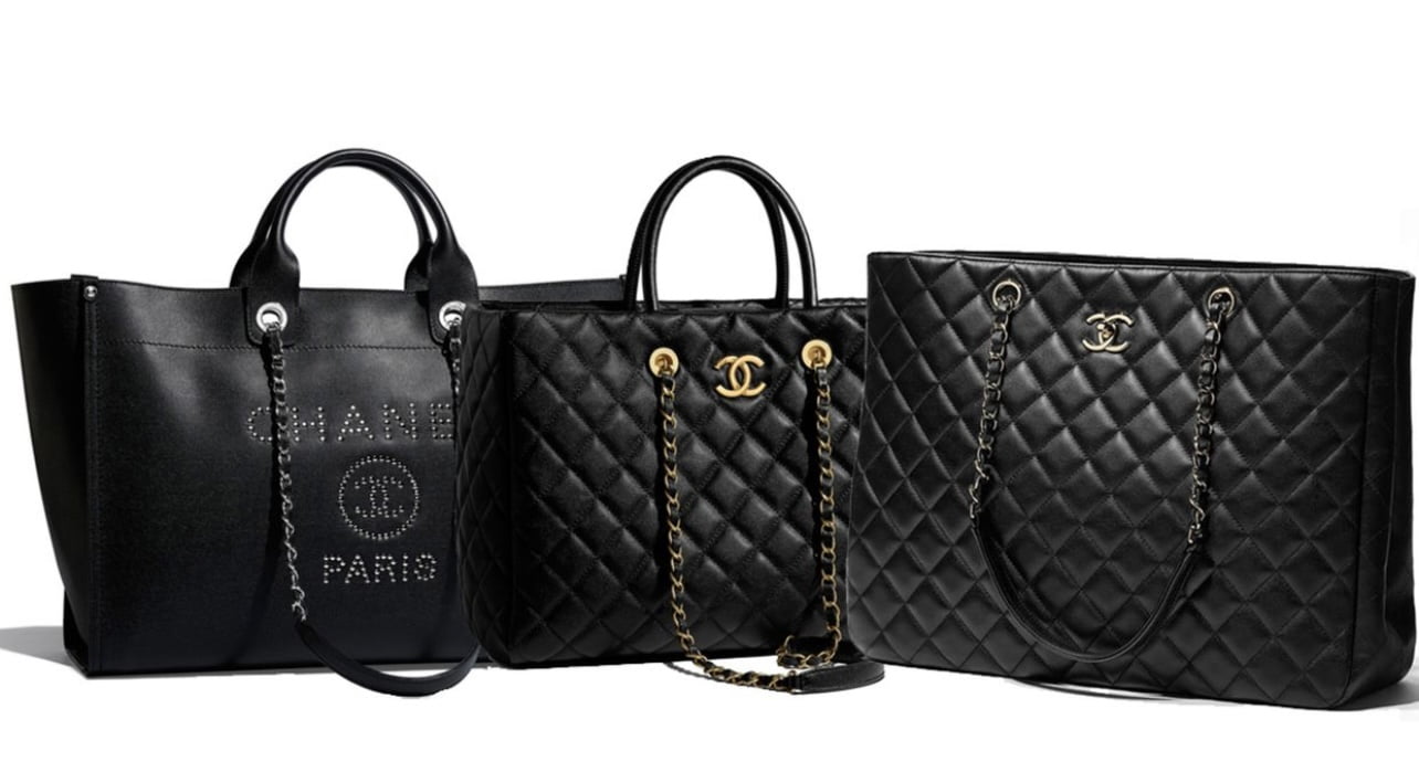 Chanel Petite Shopping Tote Quilted Caviar at 1stDibs