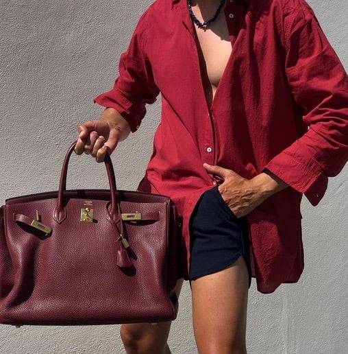Sold at Auction: HERMES BIRKIN HAC 50 ROUGE LEATHER LARGE TOTE BAG