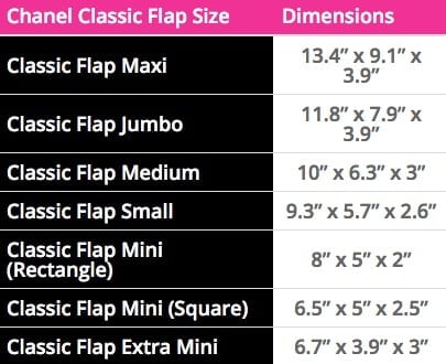 The Size Guide: Chanel Classic Flap Chanel Classic Flap Size Guide