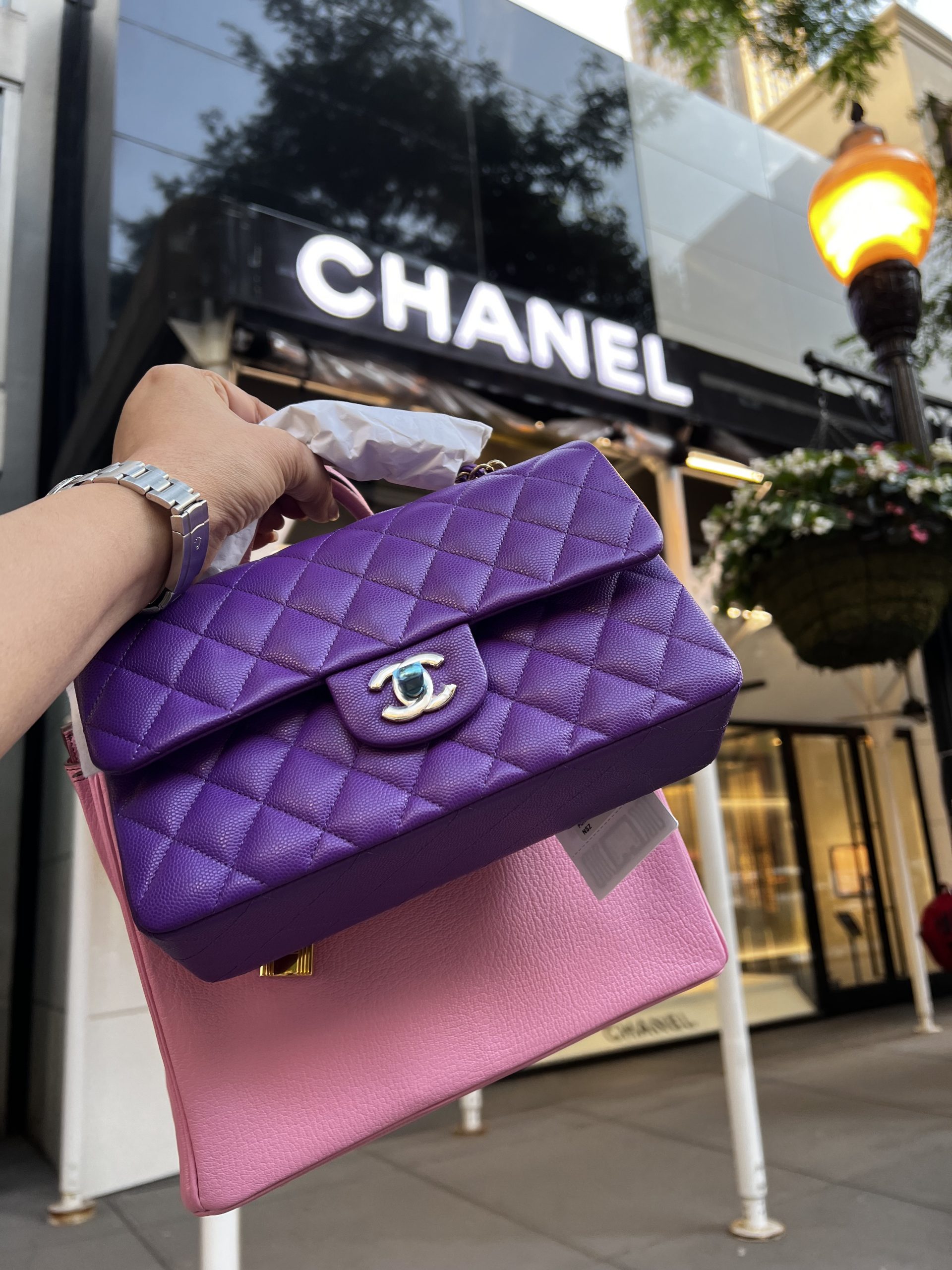 Chanel Purple Quilted Lambskin Classic Square Mini Flap Bag   electricmallcomng