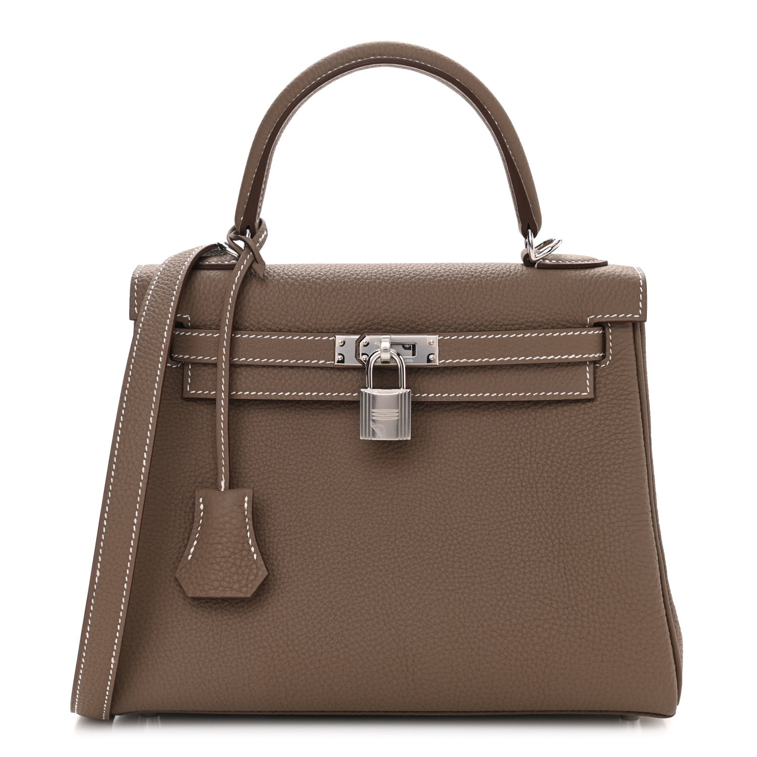 Hermes GHW Birkin 25 Handbag Tadelakt Leather Etoupe Grey