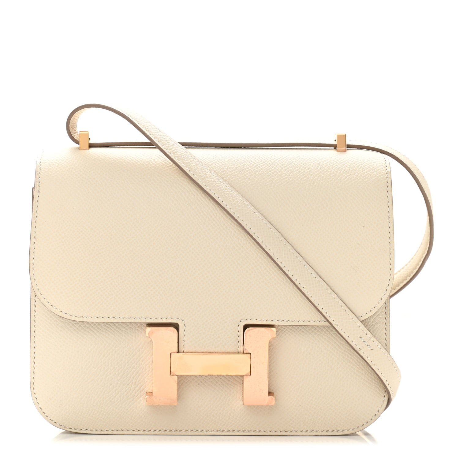Hermes Blanc White GHW Epsom Constance MM 24/25 Handbag