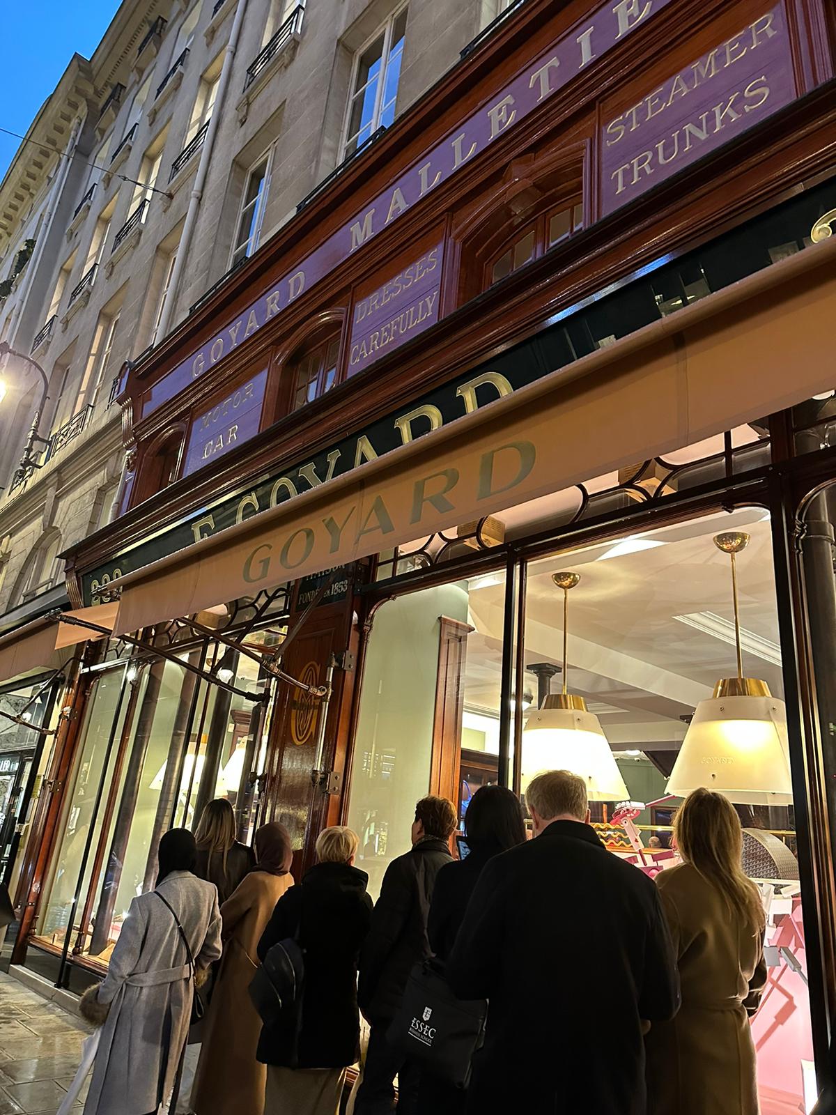 People Waiting In Line To Enter Goyard Shop Paris Stock Photo