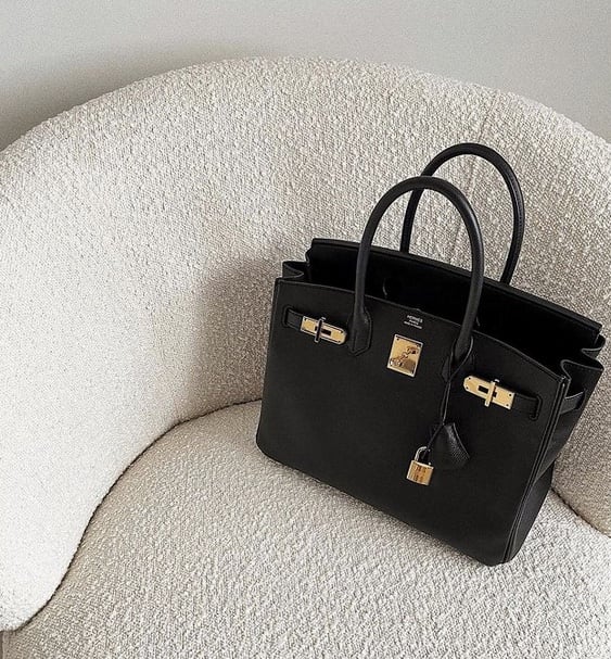 New Hermes Black Noir Epsom GHW Birkin 30 Handbag Bag Kelly