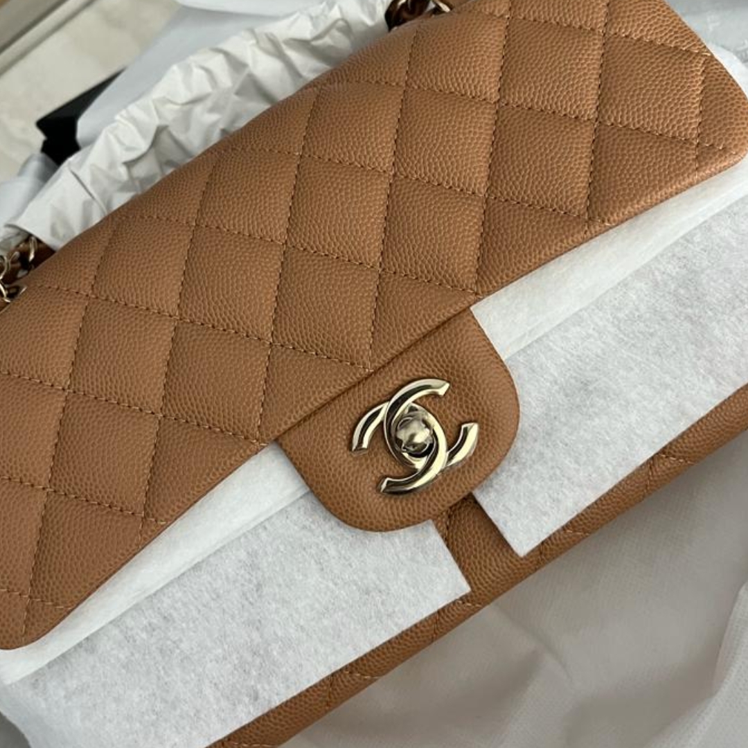 Chanel Dark Brown Quilted Lambskin Classic Flap Bag Mini Pale Gold