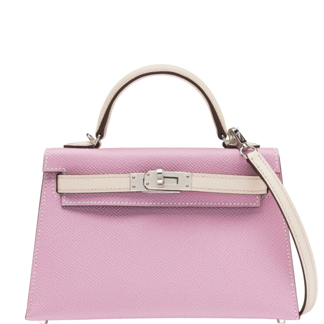 Hermès Mini Kelly 20 Special Order Mauve Sylvestre and Craie Epsom