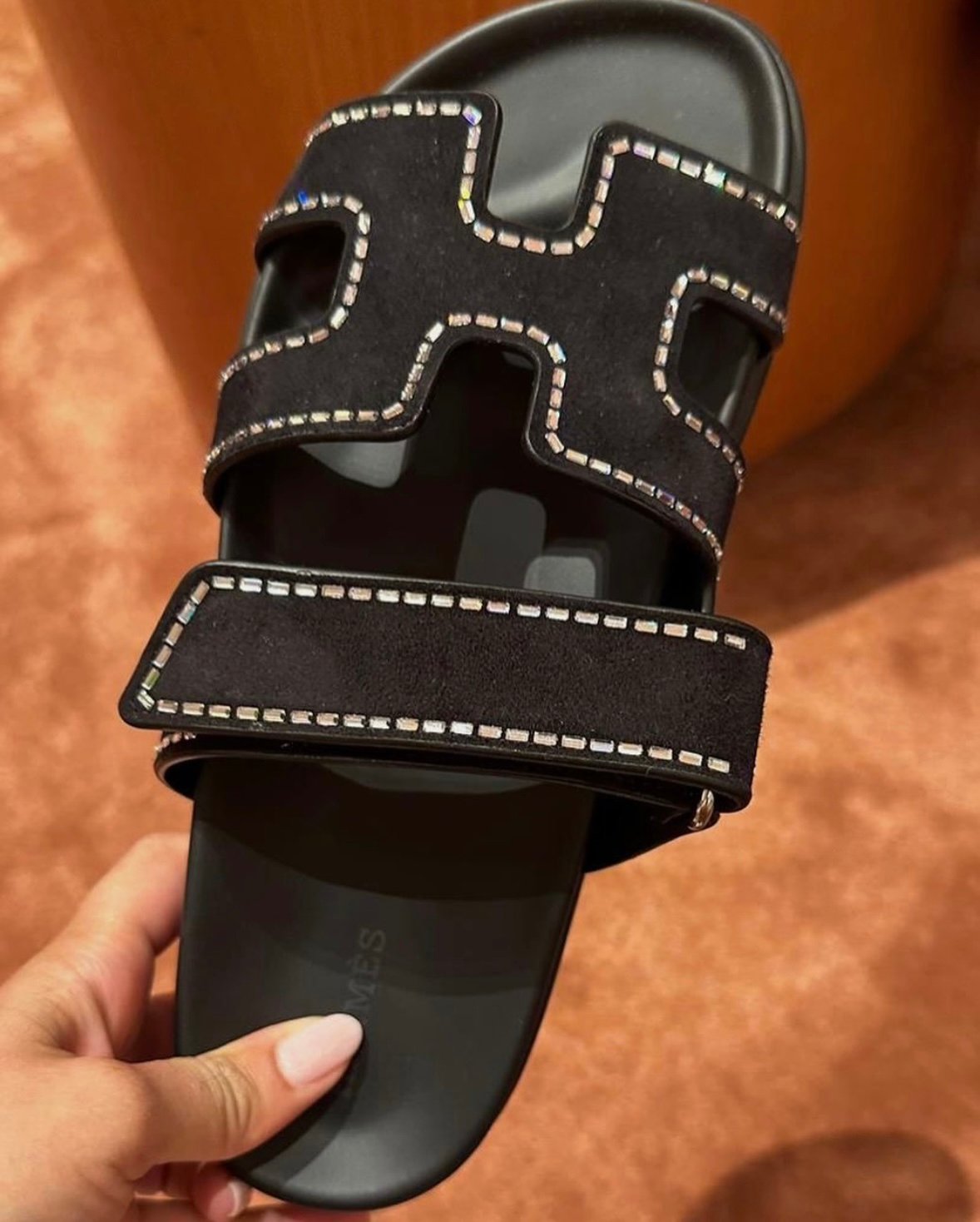 Hermes Sherpa slippers Louis Vuitton bag in 2023