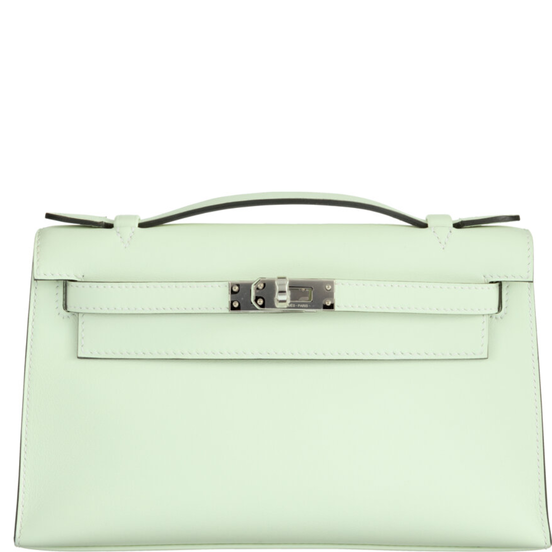 Hermès Vert Fizz Swift Leather Kelly Pochette