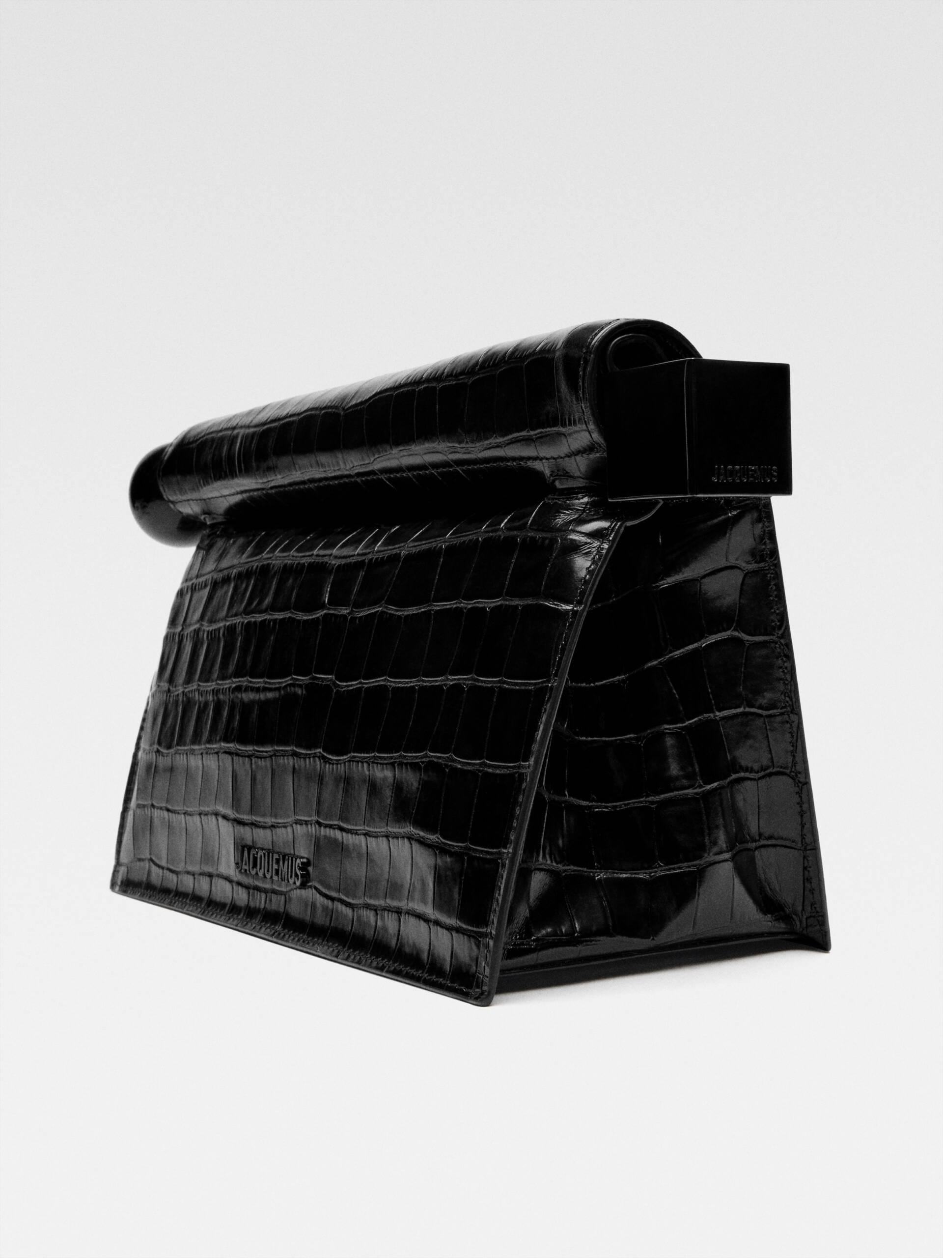 Jacquemus La Croisière Black Croc Rond Carré Clutch Spring 2025