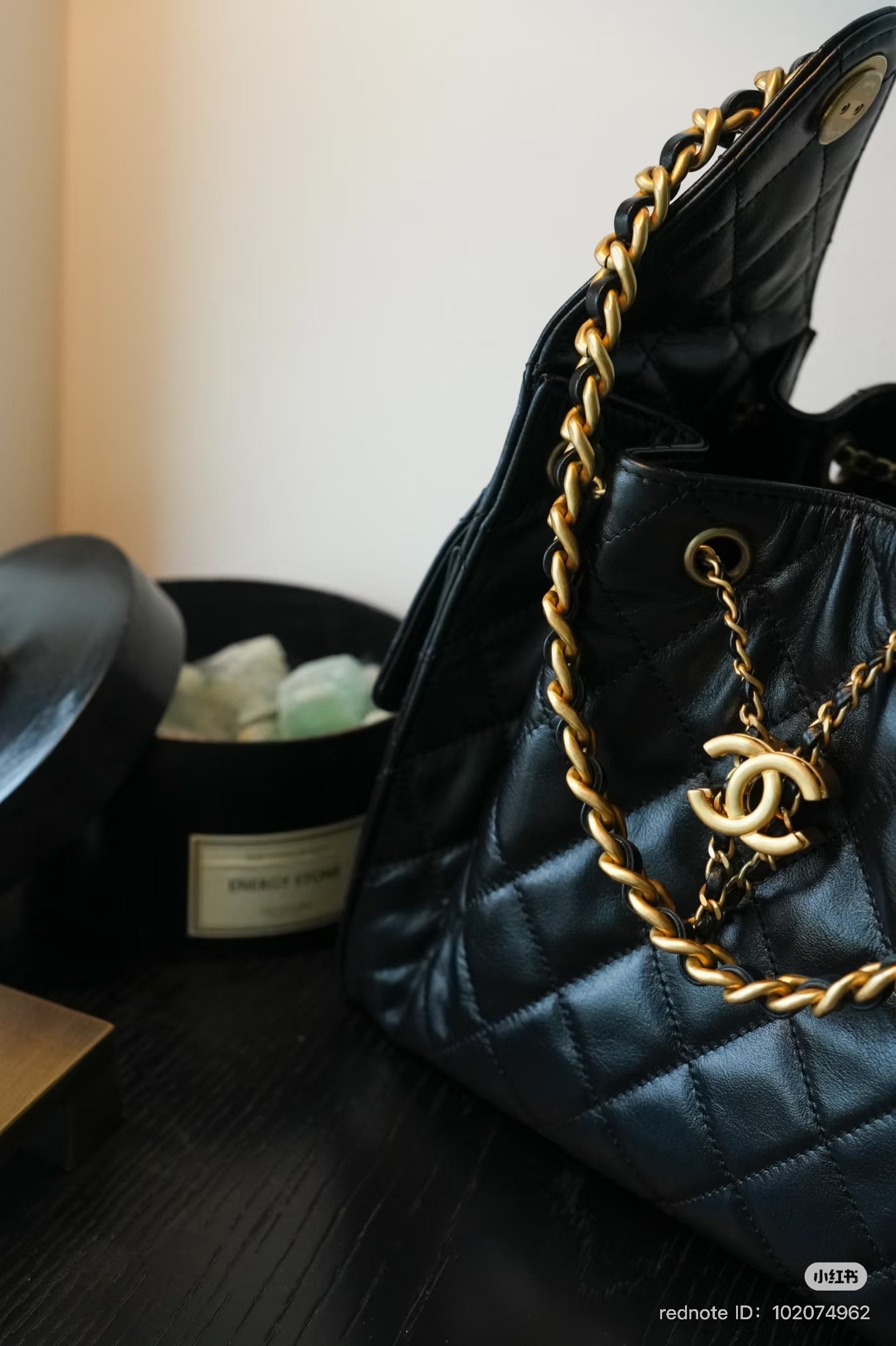 Chanel Black Shiny Lambskin 25C Hobo Bag