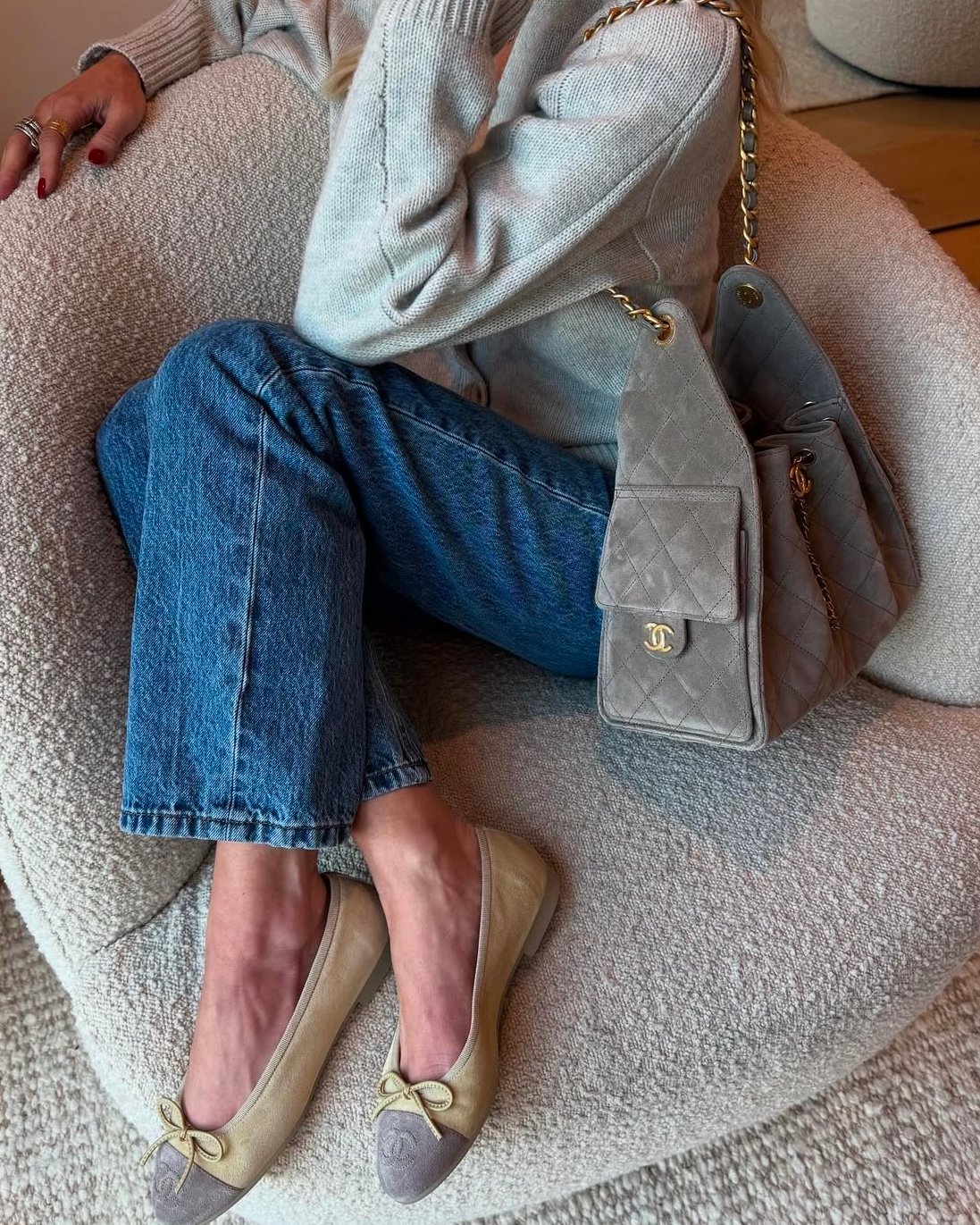 Chanel Gray Suede 25C Hobo Bag