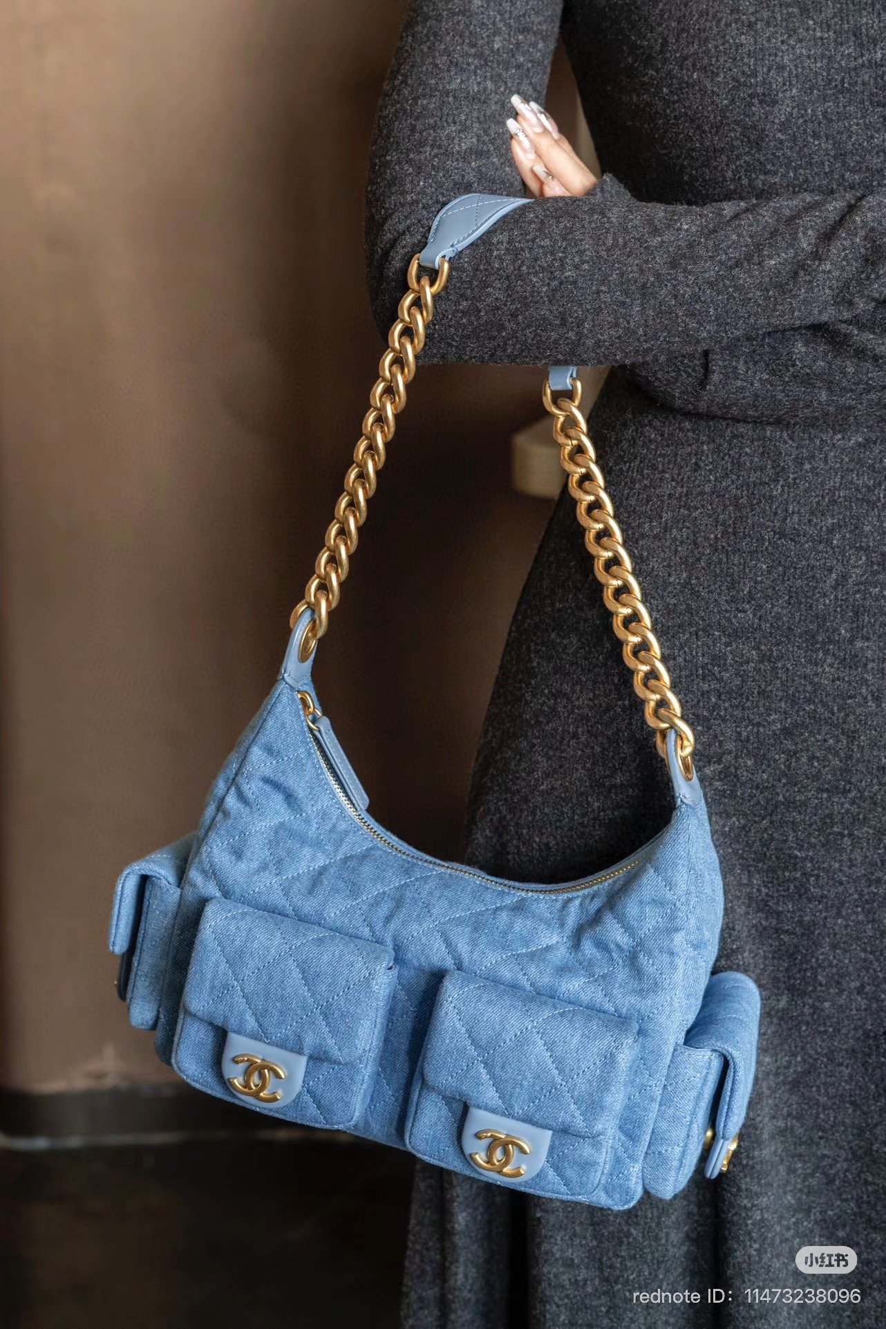 Chanel 25C Large Washed Denim Hobo Bag