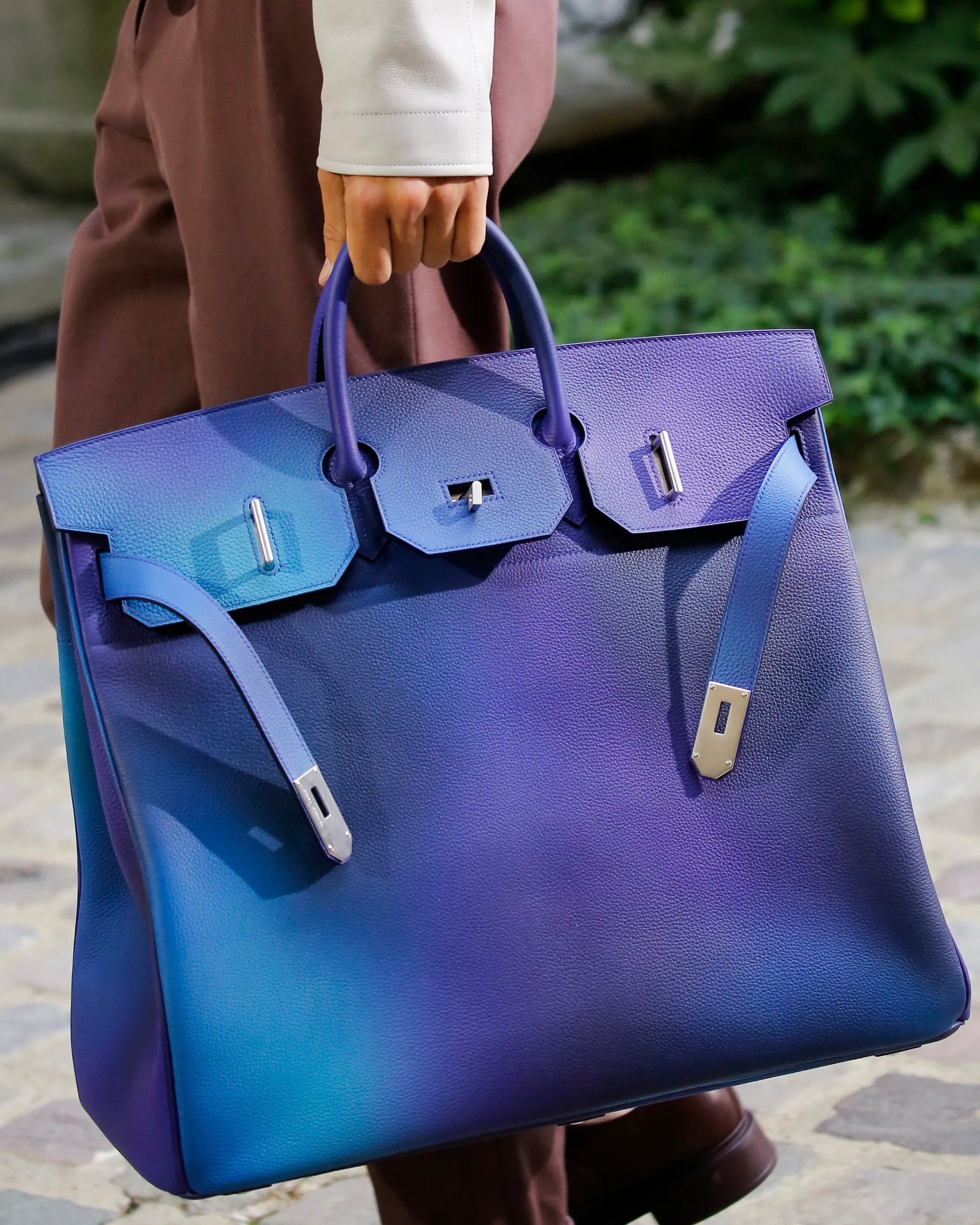 Hermès HAC Cosmos Blue Nuit, Violet, and Aqua Togo