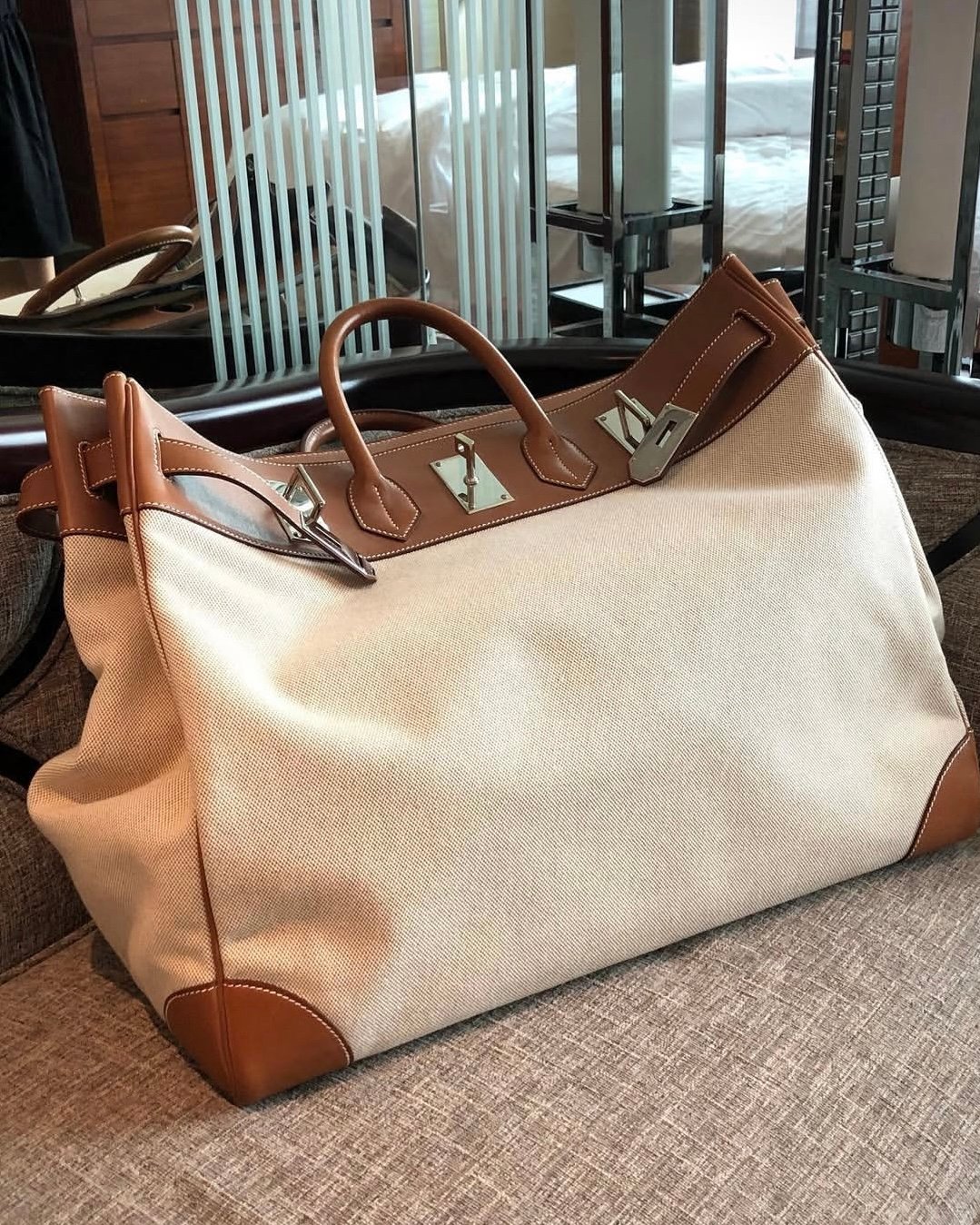 Hermés HAC Gold with toile canvas