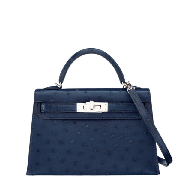 Hermès 20cm Bleu Nuit Ostrich Mini Kelly