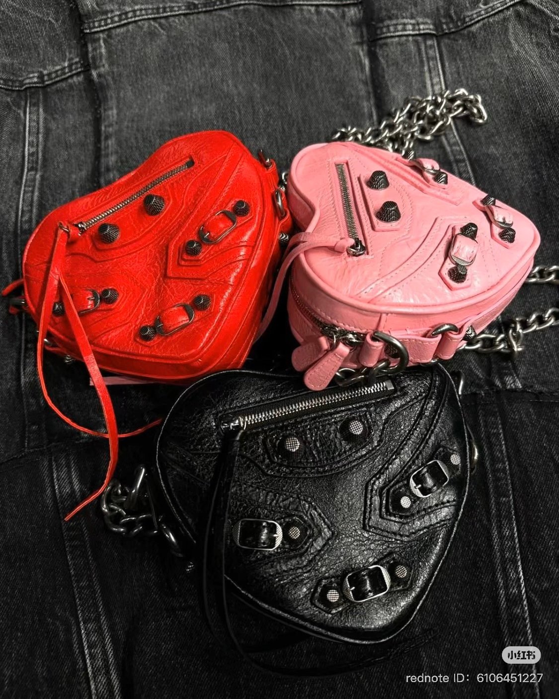 Balenciaga La Cagole Heart Mini Bag Pink Red Black