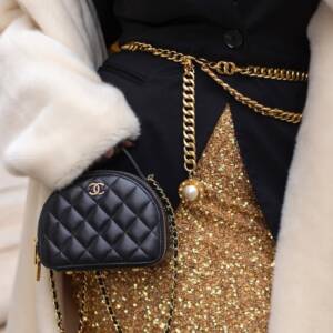 chanel lambskin black mini vanity gold hardware