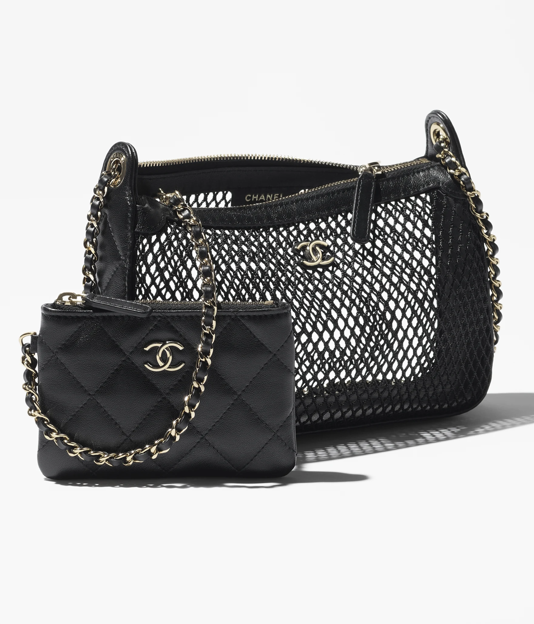 chanel spring summer 2025 mesh clutch with chain