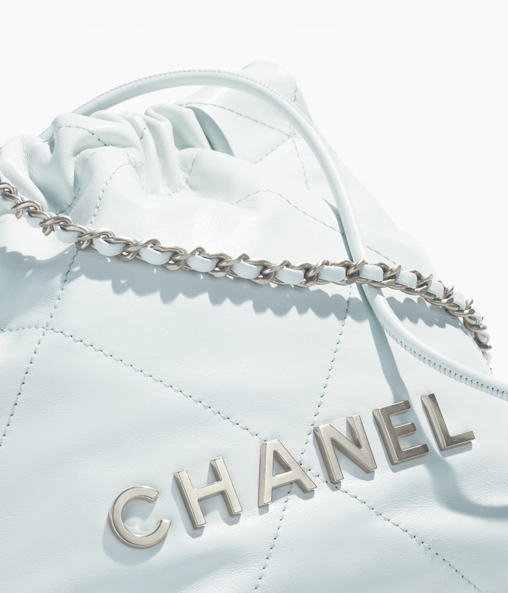 Mini Chanel 22 light blue calfskin 25S