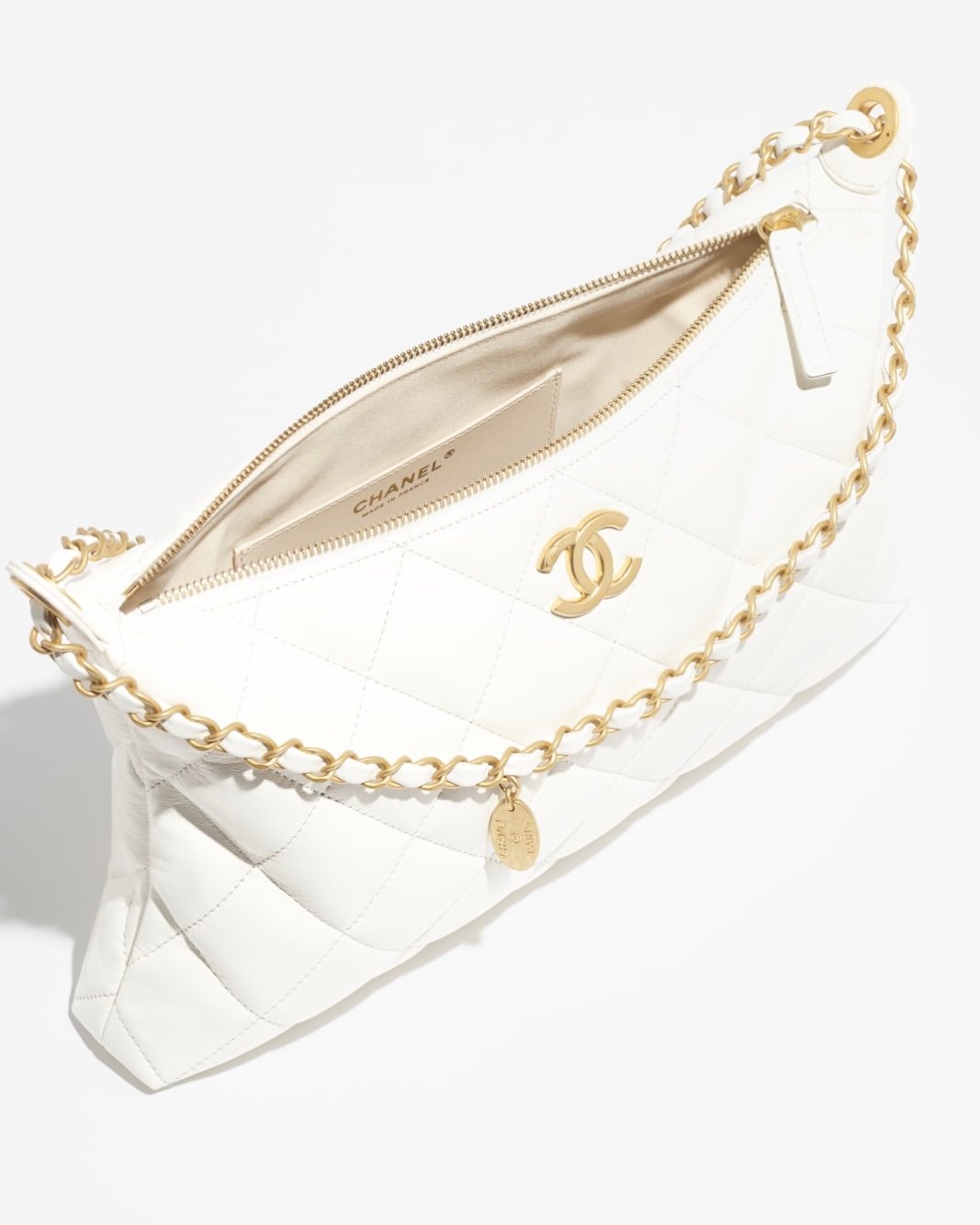 chanel 25s white lambskin large hobo bag