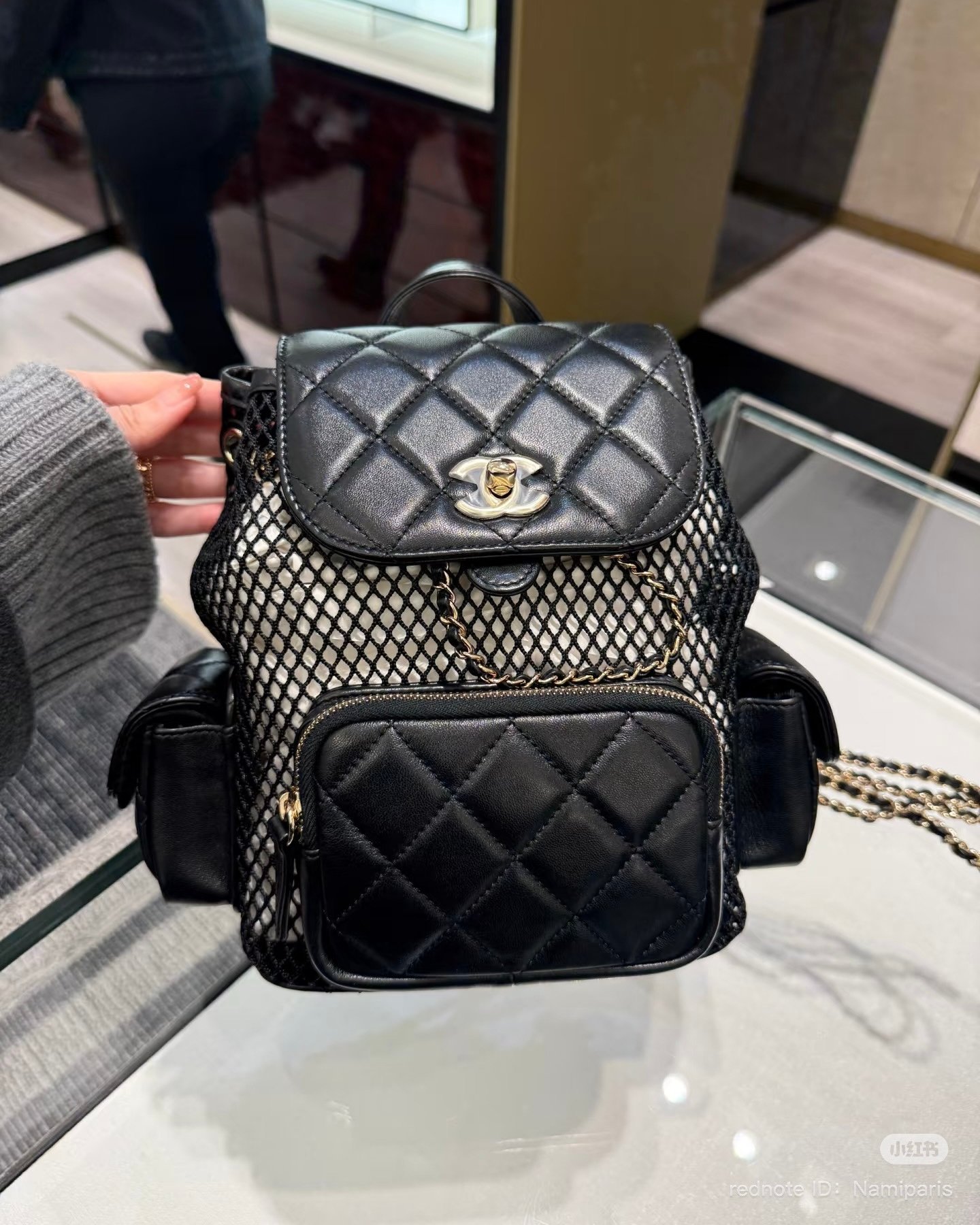 chanel black mesh backpack spring summer 2025