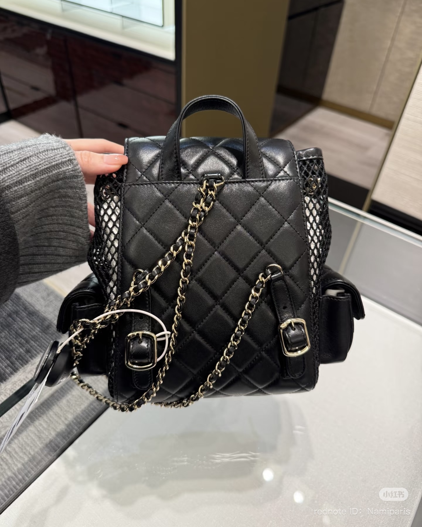 chanel black mesh backpack spring summer 2025