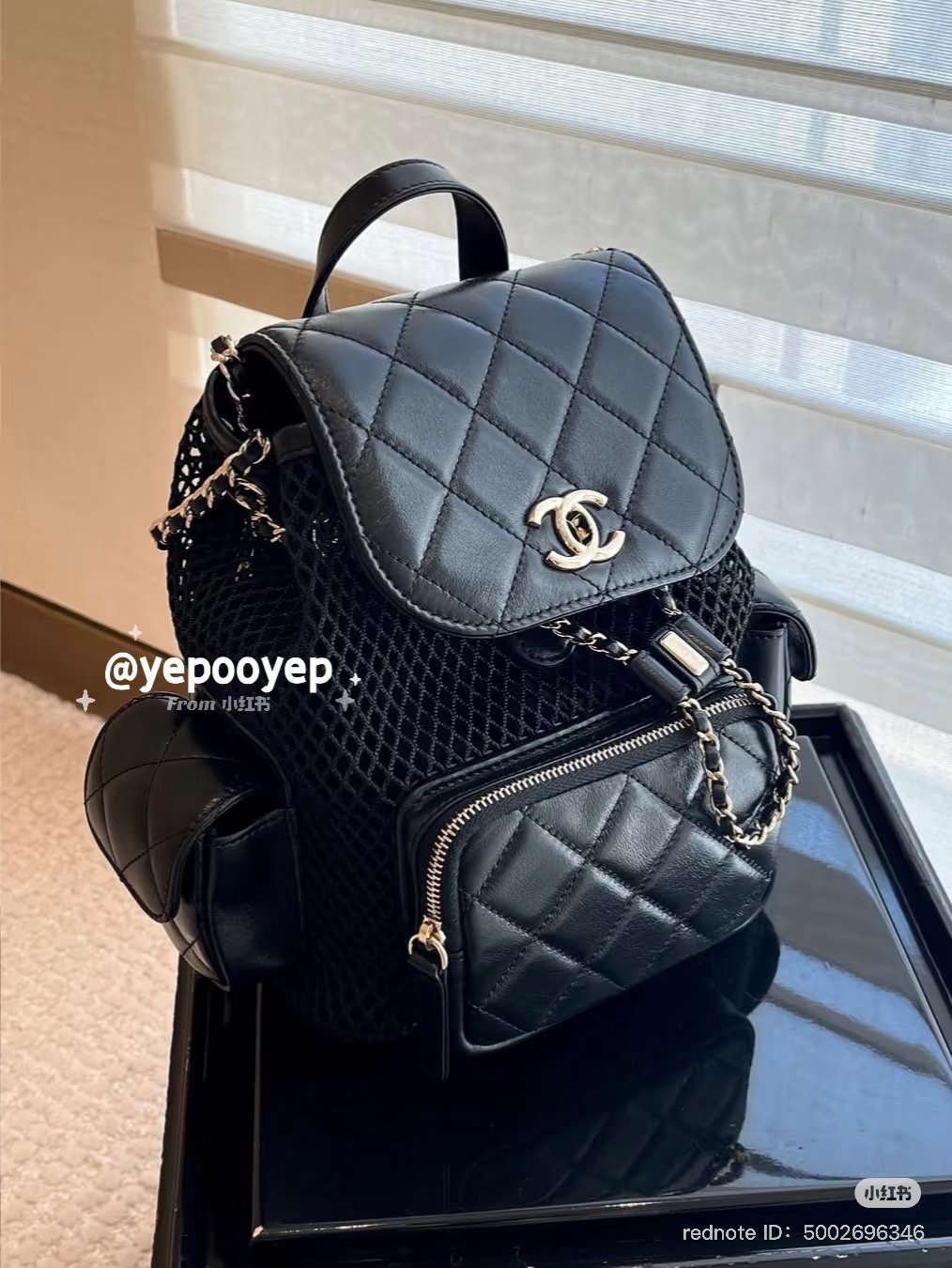 chanel black mesh backpack spring summer 2025